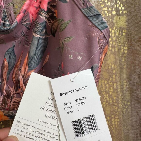 Beyond Yoga Silverberry Bloom Luxe Floral Sports Bra Large NWT - Picture 4 of 8
